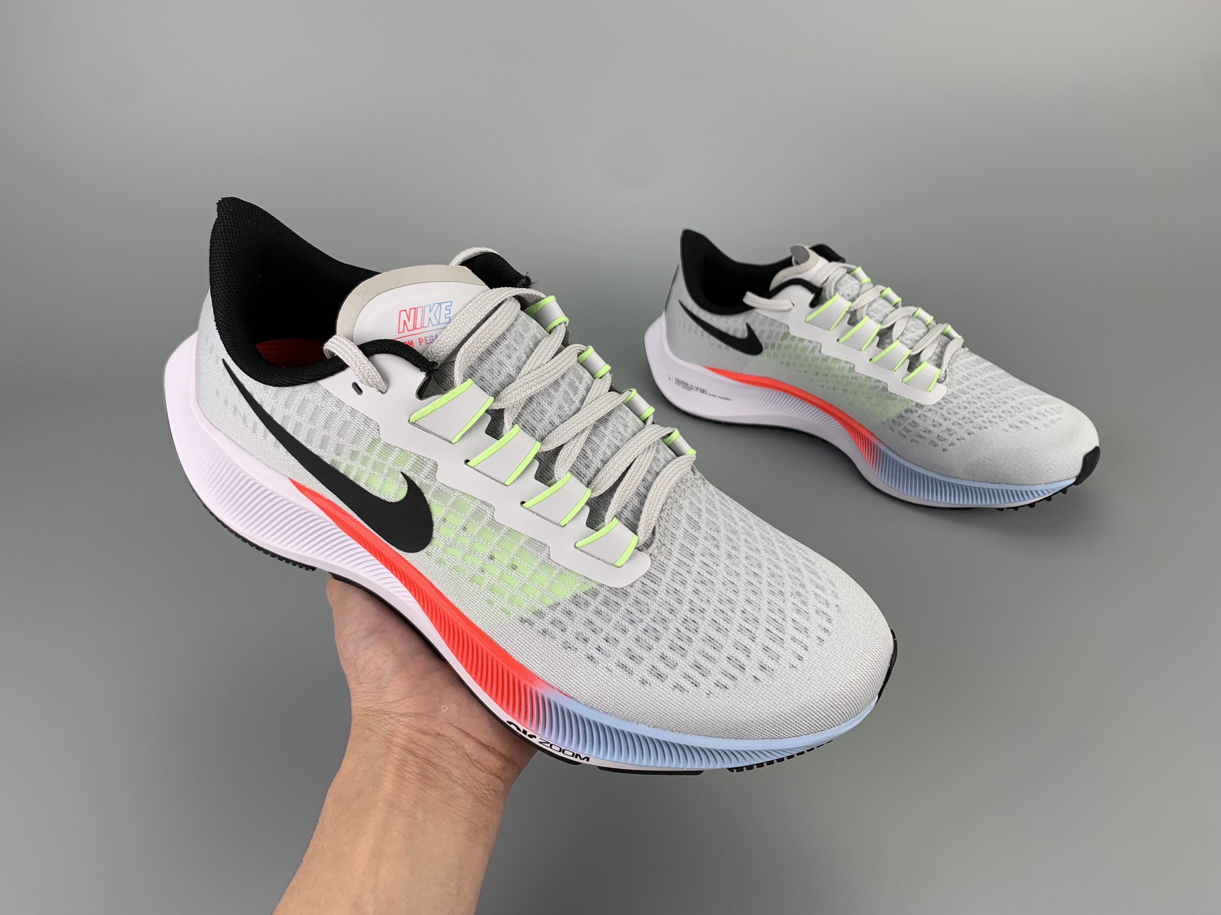 Men Nike Zoom Pegasus 37 Grey Black Red Running Shoes - Click Image to Close